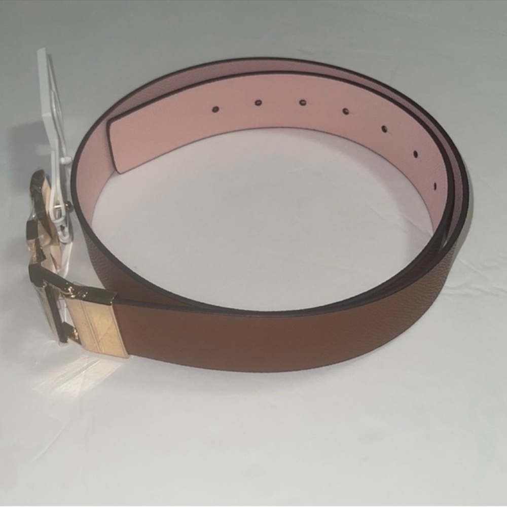 MICHAEL KORS Women’s Logo Reversible Genuine Leather Luggage & Pink Belt. NWT - Picture 9 of 16